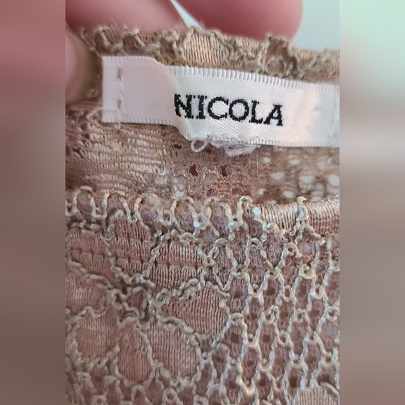 Nicola gold women's tank shell lace overlay lined top blouse L - Picture 4 of 5